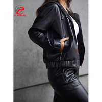 Ensemble de survêtement en similicuir pour femmes Slim Fit veste et pantalon tenue élégant Jogging costume filles mode femmes survêtements