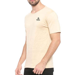 Camiseta informal de manga corta transpirable de secado rápido para hombre, cuello redondo personalizado OEM Logo Color diseño sólido Regular Fit, 100% algodón - Product Image 2