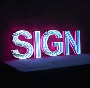 3D эффект бесконечности зеркало светодиодные буквы трека (буквы и цифры доступны) Индивидуальный бизнес светодиодный знак