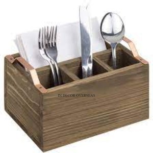 Juego de Cubiertos Rectangulares de Madera Natural de la Mejor Calidad 100% con Soporte de Metal con Recubrimiento en Polvo de Color Negro - Product Image 6