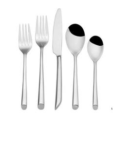 Juego de cubiertos de acero inoxidable duradero con líneas elegantes, acabados contemporáneos, mango de plástico para eventos de comedor exclusivos e informales - Product Image 1