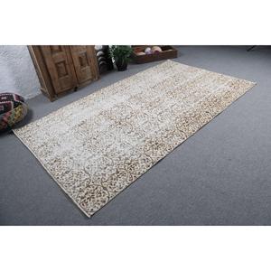 5.2x8.8 ft Turkish Large Rug, <b>Brown</b> White Vintage Floral <b>Wool</b> Rug - Product Image 2
