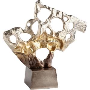 Motif à la mode Arrivée Top Qualité Métal Haute Qualité Plaqué Or Feuilles Designer Sculpture Avec Base Enduite De Poudre De Couleur Noire - Product Image 6