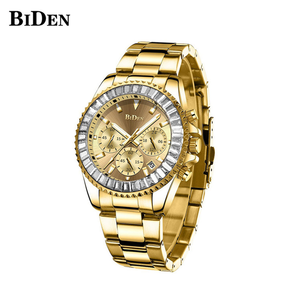 ساعة بيدن 0163 للرجال الأقوياء، تصميم داخلي للتسوق، كرونوغراف مع تاريخ، علبة مرصعة بالألماس، حزام من الفولاذ المقاوم للصدأ، ساعة شعبية للشباب - Product Image 3