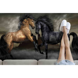 Alfombra Estampada: Alfombra con Diseño de Dos Caballos, Alfombras para Amantes de los Caballos, Alfombras con Diseño de Animales, Alfombra Suave No Tejida - Product Image 3