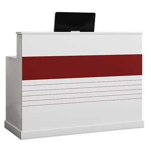 Mueble de Recepción de Oficina de Alta Calidad, Diseño Superior para Barbería, Mostrador de Recepción de Madera Blanca para Salón - Product Image 1