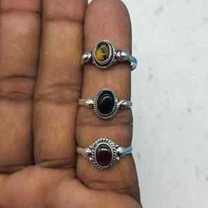 Anillo sólida de plata 925 para mujer, piedra preciosa de ojo de tigre hecha a mano, incrustaciones de ajuste de bisel de ónix de diamante para fiestas de aniversario de boda - Product Image 1