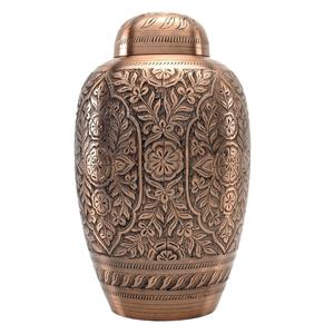 Domtop Urna de cenizas humanas para adultos hecha a mano Urna de cremación de metal duradero en Nuevo diseño Suministros funerarios de plata y oro - Product Image 4