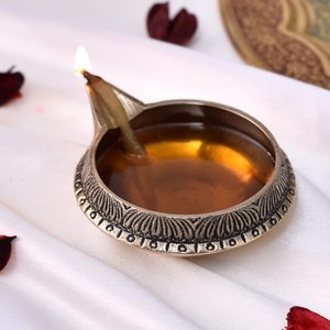 Lámpara de aceite redonda de latón dorado artesanal decorativa al por mayor, lámpara de aceite redonda para decoración interior y exterior del hogar, - Product Image 2