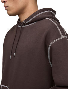 Sudadera con Capucha Personalizada de Alta Calidad, Color Marrón Sólido, Bordada, con Cordón Ajustable, al por Mayor, para Invierno, Transpirable, con Costuras en Contraste, Ecológica - Product Image 4