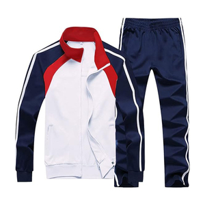 Conjunto deportivo para hombre, poliéster, cierre de cremallera, transpirable, ligero, para gimnasio, jogging, informal, chaqueta deportiva - Product Image 1