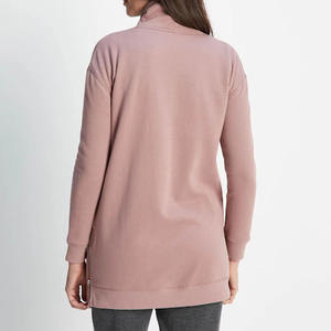 Chemise longue femme avec col haut et fermeture éclair latérale Logo personnalisé haute qualité casual plaine pull imprimé ample/prix d'usine 2026 - Product Image 3