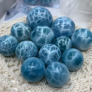 Lotes de piedras preciosas de bola de esfera de Larimar Natural de alta calidad Mezcla de piedras preciosas Larimar Deep Blue Dolphin Stone auténtico Larimar dominicano - Product Image 5