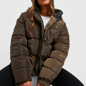 Blouson d'hiver matelassé sur mesure pour femmes grande taille, respirant, en polyester tissé, rembourrage en duvet de canard, tendance, chaud - Product Image 4