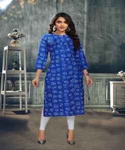 Doublure en coton imprimé pour femmes avec des vêtements de fantaisie Kurti vente en gros Surat Gujarat prix le plus bas vêtements ethniques vêtements - Product Image 2
