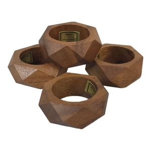 Ronds de serviette en bois sculptés au charme rustique unique pour la décoration de fêtes, les événements de cuisine et le style de dîner - Product Image 5