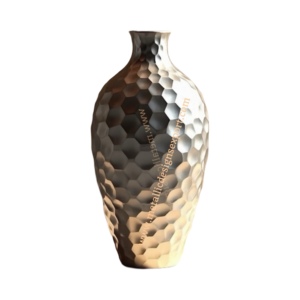 Vase à fleurs texturé en nid d'abeille argenté Finition dégradée moderne Accent décoratif élégant en fer métallique pour la maison et les occasions spéciales - Product Image 1