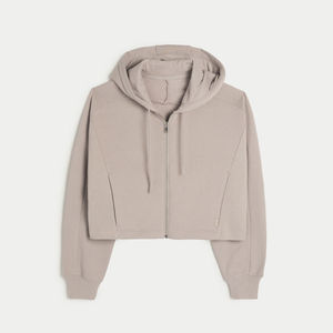 Sudadera con capucha de invierno con estampado personalizado, sudaderas con capucha de lona recortadas para mujer con Top corto con cordón, servicio OEM de Pakistán - Product Image 2