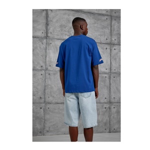 Chemises en coton 100% tricotées surdimensionnées pour hommes, imprimées, streetwear, vêtements de fitness, logo personnalisé, longueur longue, grande taille, écologiques - Product Image 3