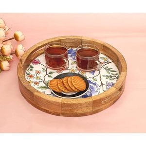 Bandeja de Servicio de Madera de Acacia Personalizada con Impresión Decorativa de Esmalte para Servicio de Té, Café o Cena en Hoteles u Hogares - Product Image 6