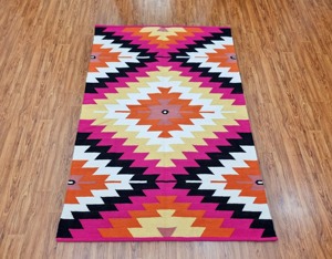 Tapis en laine acrylique à motifs géométriques, style kilim, tissage plat, réversible, pour salon, usage domestique - Product Image 4