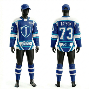 Maillot de hockey sur glace pour hommes, uniforme 240 GSM en maille polyester respirante, rouge, marine, blanc, logo personnalisé par sublimation - Product Image 3