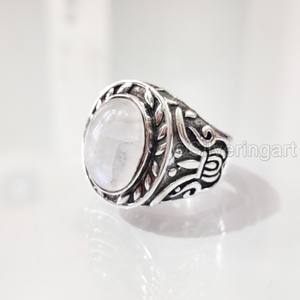 Bague en argent sterling 925 pour homme, motif arabe, avec pierre de lune arc-en-ciel naturelle bleue feu, pierre de naissance de juin, vente en gros - Product Image 5