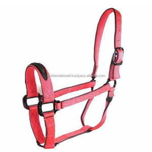 Dos de cheval en nylon bicolore de qualité supérieure avec coutures matelassées, sangle de joue triple épaisse, licou de course de chevaux réglable - Product Image 5