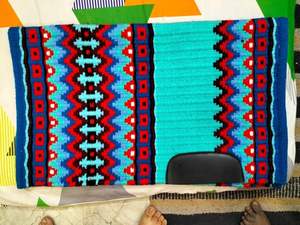 Manta de equitación occidental colorida personalizable de OEM almohadilla de sillín de lana tejida a mano duradera para desfiles de rodeo personalizable - Product Image 3