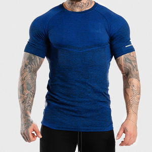 Vêtements de sport confortables et sans coutures pour hommes, t-shirt nouveau style de vêtements de fitness en polyester/coton tissé vente en gros - Product Image 1