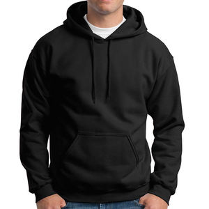 Sudadera con capucha de peso pesado para hombre, sudadera de algodón 100% de gran tamaño con logotipo, ropa de calle, capucha larga, diseño liso, negro - Product Image 1