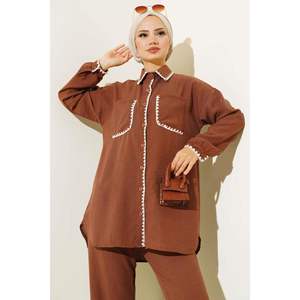 ชุดผ้าลินิน2ชิ้นพร้อมเกาลัดถักรายละเอียด - Product Image 1