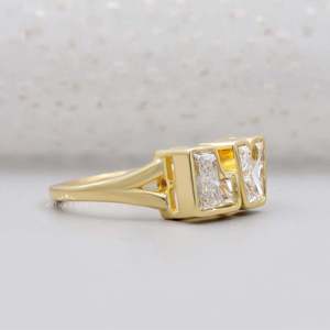 Custom Shape Toi Et Moi Lab Grown Diamond Personalized <b>Unique</b> Unisex <b>Engagement</b> Bezel Set IGI Certified 14k Solid Gold <b>Ring</b> for - Product Image 2