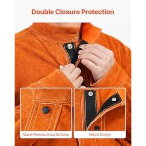 La mejor chaqueta de soldadura de cuero de Venta caliente logotipo personalizado soldador resistente chaquetas de trabajo traje de seguridad de protección corporal ignífugo - Product Image 3