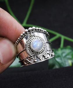 แหวนสปินเนอร์พลอยเทียมชุบโรเดียมเงินสเตอริโอ925ทันสมัยของขวัญหมั้นงานแต่งงานทำด้วยมือของขวัญคริสต์มาสไฟสีฟ้า - Product Image 4