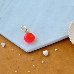 Pendentif en chalcédoine rose en forme de larme, pierre précieuse facettée, pierre naturelle rose douce, plaqué argent, bijou artisanal - Product Image 5