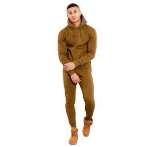 Conjunto de Sudadera y Pantalones de Forro Polar Unisex Más Vendido, Color Marrón Sólido, Logotipo Personalizado, Traje Deportivo de Algodón Grueso con Capucha para Hombre - Product Image 4