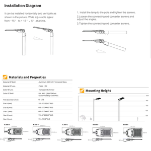 100W ~ 400W Watts IP65 Farola con energía solar Impermeable Seguridad Led Luces de inundación Patio Jardín Farola - Product Image 4