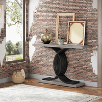 Table console moderne convertible Kusum Art en bois de manguier massif et fer, finition polie, pour salon, entrée, restaurant, hôtel