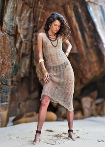 เดรสผ้าฝ้ายสไตล์โบฮีเมียนสำหรับ100% ชุดเดรสถักโครเชต์ยาวจากดินชุดเดรสยาวคลุมเข่าระบายอากาศได้ชุดเดรสธรรมชาติและใส่สบาย - Product Image 2