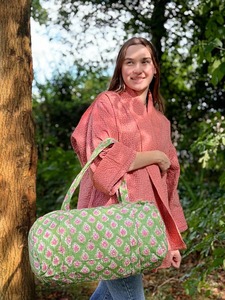 กระเป๋าผ้านวมสไตล์วินเทจโบโฮสำหรับผู้หญิงกระเป๋าเดินทางผ้าคอตตอนพิมพ์ลายคุณภาพใช้งานทุกวันโลโก้ตามสั่ง - Product Image 4