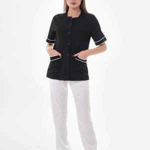 100% ensembles de gommages d'hôpital à col en v de qualité supérieure deux poches avant taille élastique pantalon tissé vêtements d'été - Product Image 5