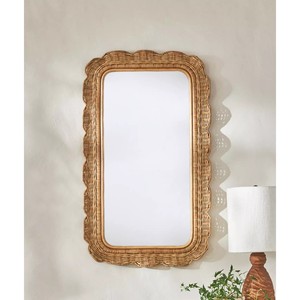 Espejo de pared de ratán hecho a mano contemporáneo, decoración de pared de borde, montado en la pared personalizado de lujo para sala de estar, decoración del hogar - Product Image 4