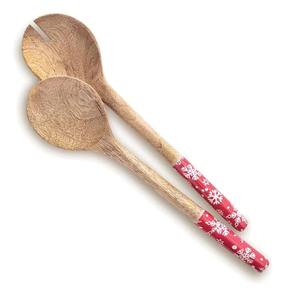 Ensemble de 2 cuillères de service en bois fabriquées à la main en bois naturel, parfaites pour la cuisine et les repas modernes - Product Image 4