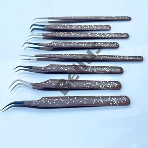 Marque privée 45 Pince à cils à pointe en fibre à 90 degrés Volume Extension de cils Pince à épiler en acier inoxydable Logo personnalisé - Product Image 2