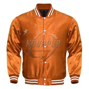 2025 Custom Team Letterman Winter Bomber Jacket para hombres de alta calidad 100% algodón estampado de cuero de talla grande cierre de botones - Product Image 6