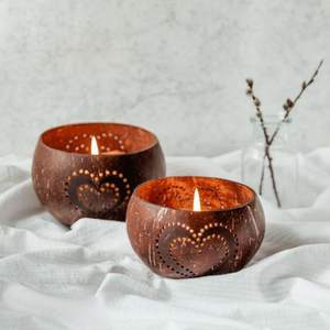 Support de bougies en coquille de noix de coco, support de bougies de style nordique, pièces centrales, décor de table de mariage - Product Image 3