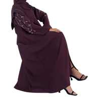 Offre Spéciale : Abaya Élégante de Dubaï pour Femme – Respirante, Séchage Rapide, Légère, Broderie Florale, Col en V, Longueur Ras du Sol, Manches Longues, Grandes Tailles