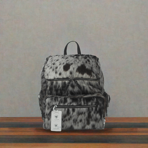 Sac à dos en cuir de vachette naturel à poils, style bohème chic, imprimé, élégant, rembourré, antivol, pour l'université et l'usage quotidien - Product Image 1