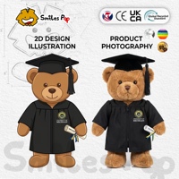 Oso de Peluche de Graduación Personalizado, Certificado por CE y UKCA. Admite la Personalización del Logotipo de la Escuela para Recuerdos de Graduación en Peluche, Pedidos al por Mayor.